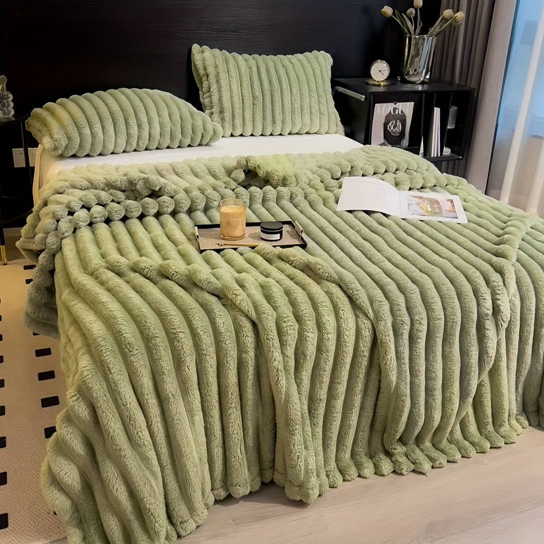 Plaid en flanelle chaud et confortable avec cordon de serrage