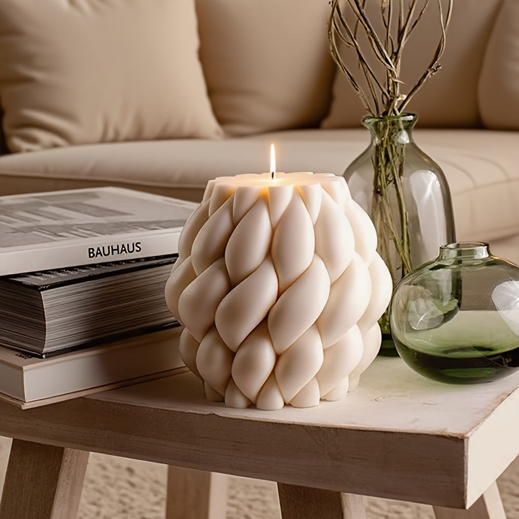 Bougie artistique géométrique au design moderne et minimaliste