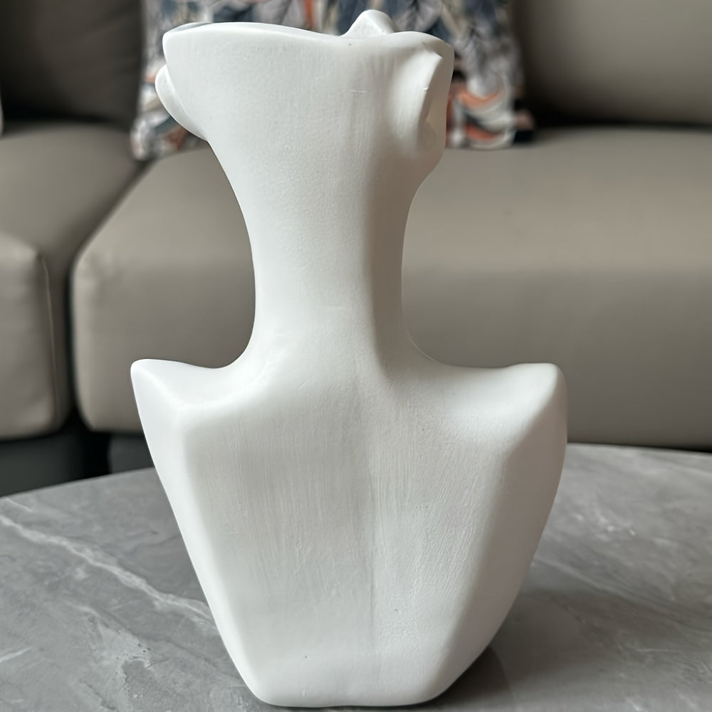 Vase artistique en résine représentant un buste féminin blanc