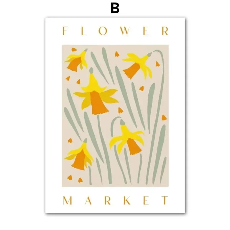 Affiche sur toile représentant une fleur colorée abstraite à l’inspiration bohème