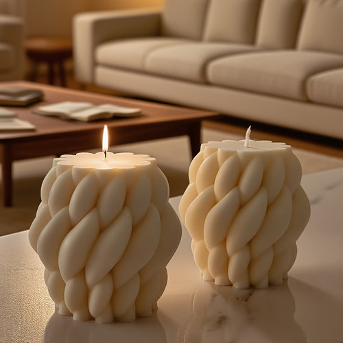 Bougie artistique géométrique au design moderne et minimaliste