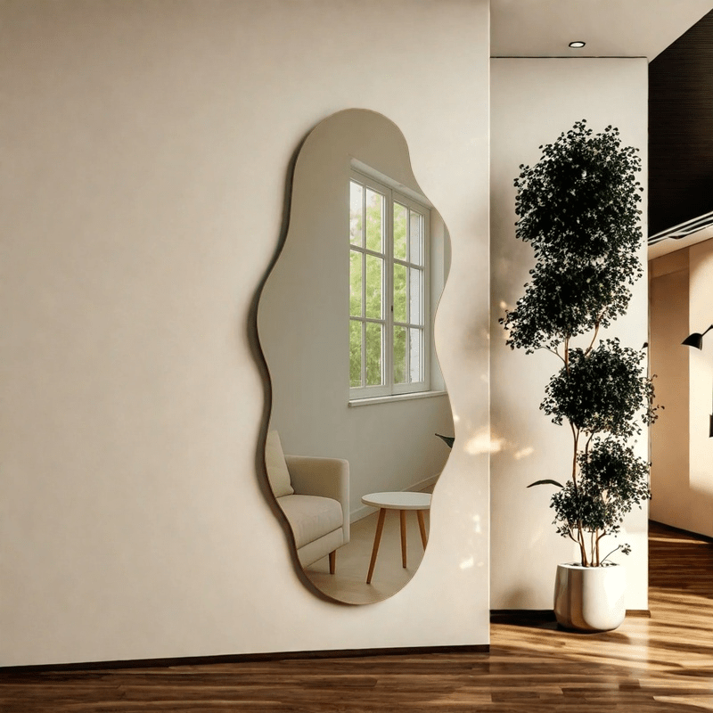 Miroir asymétrique pleine longueur au design minimaliste moderne